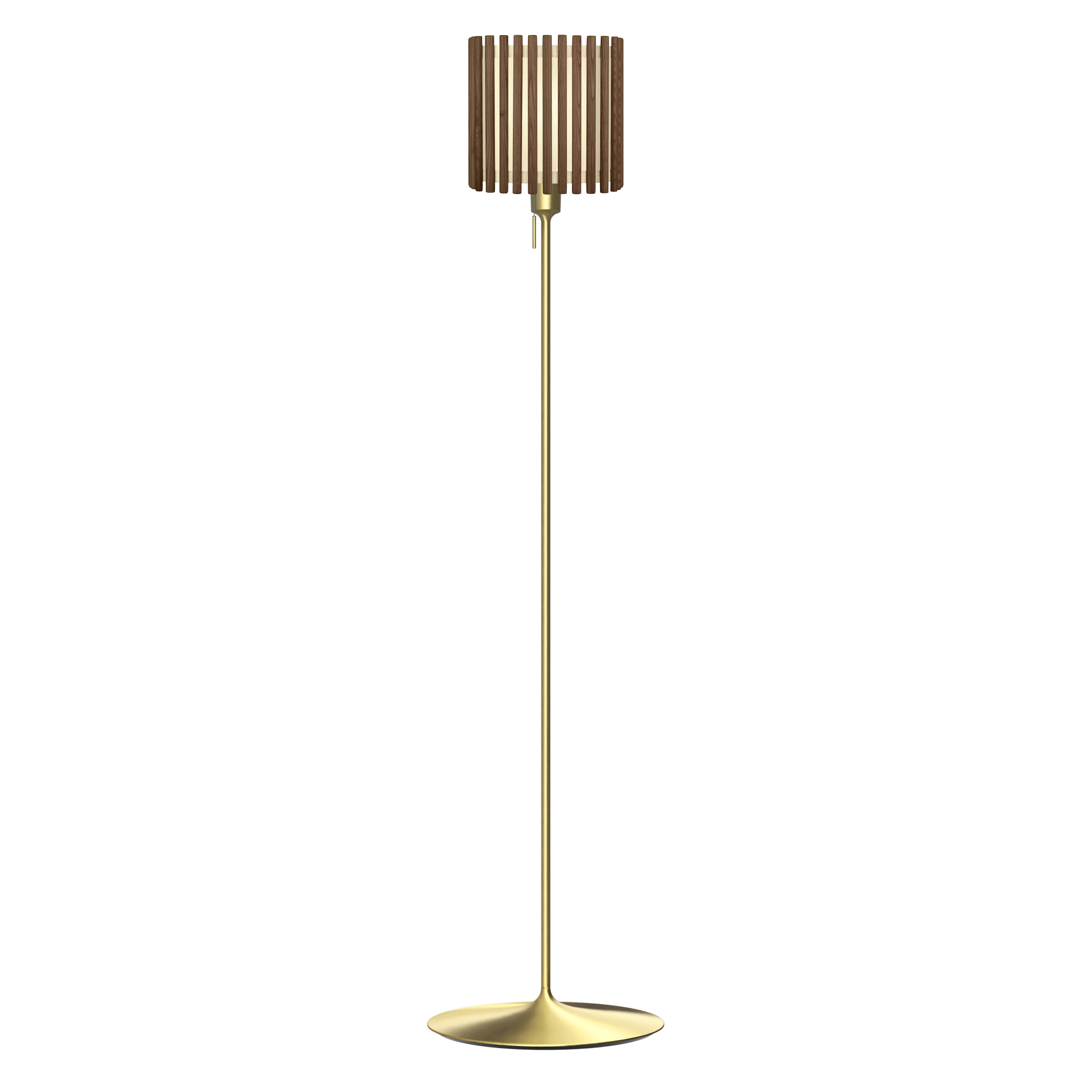 Komorebi Square gulvlampe, mørk egetræ og børstet messing look • UMAGE