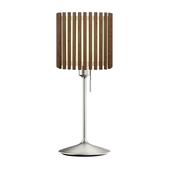 Komorebi Square bordlampe, mørk egetræ og børstet stål look • UMAGE