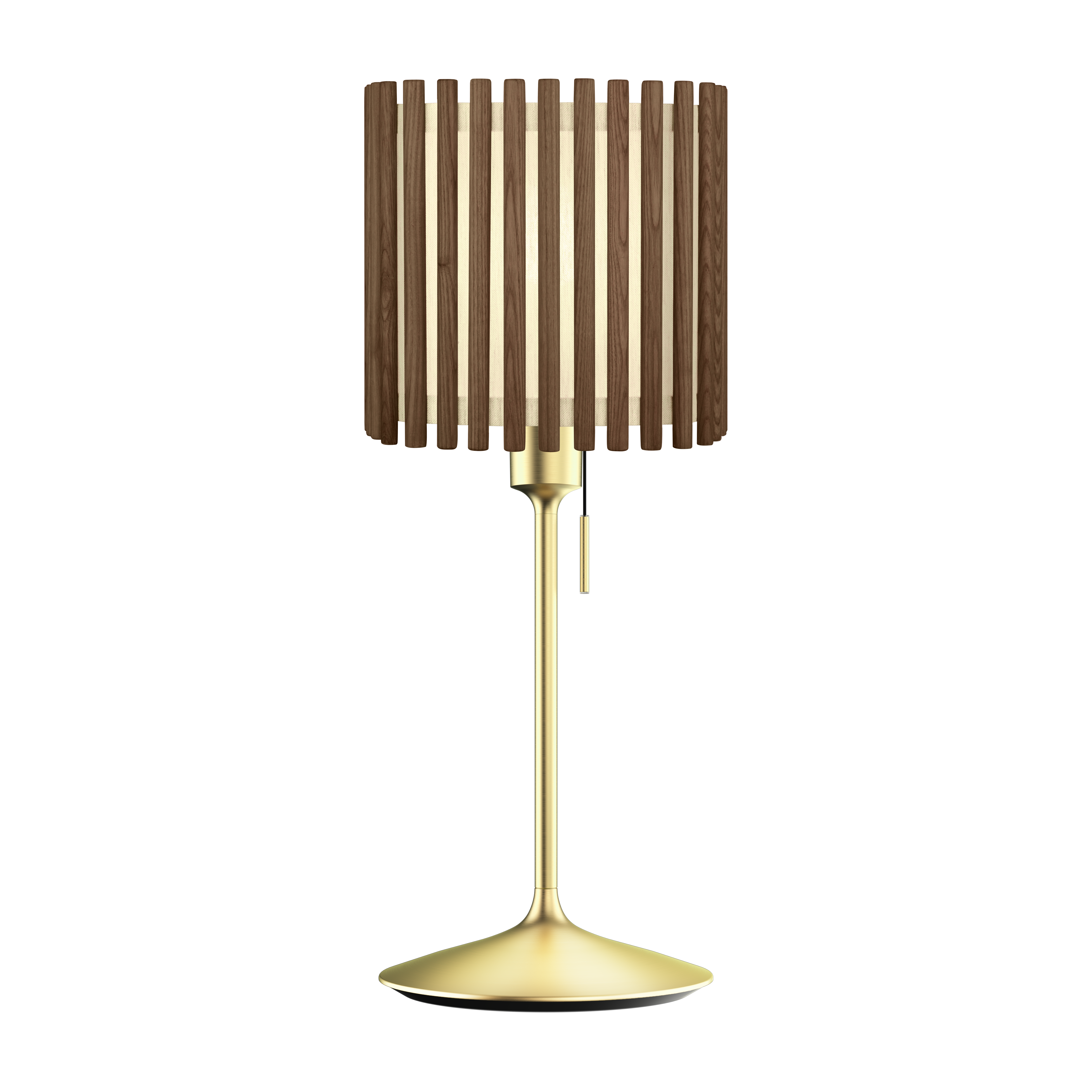 Komorebi Square bordlampe, mørk egetræ og børstet messing look • UMAGE