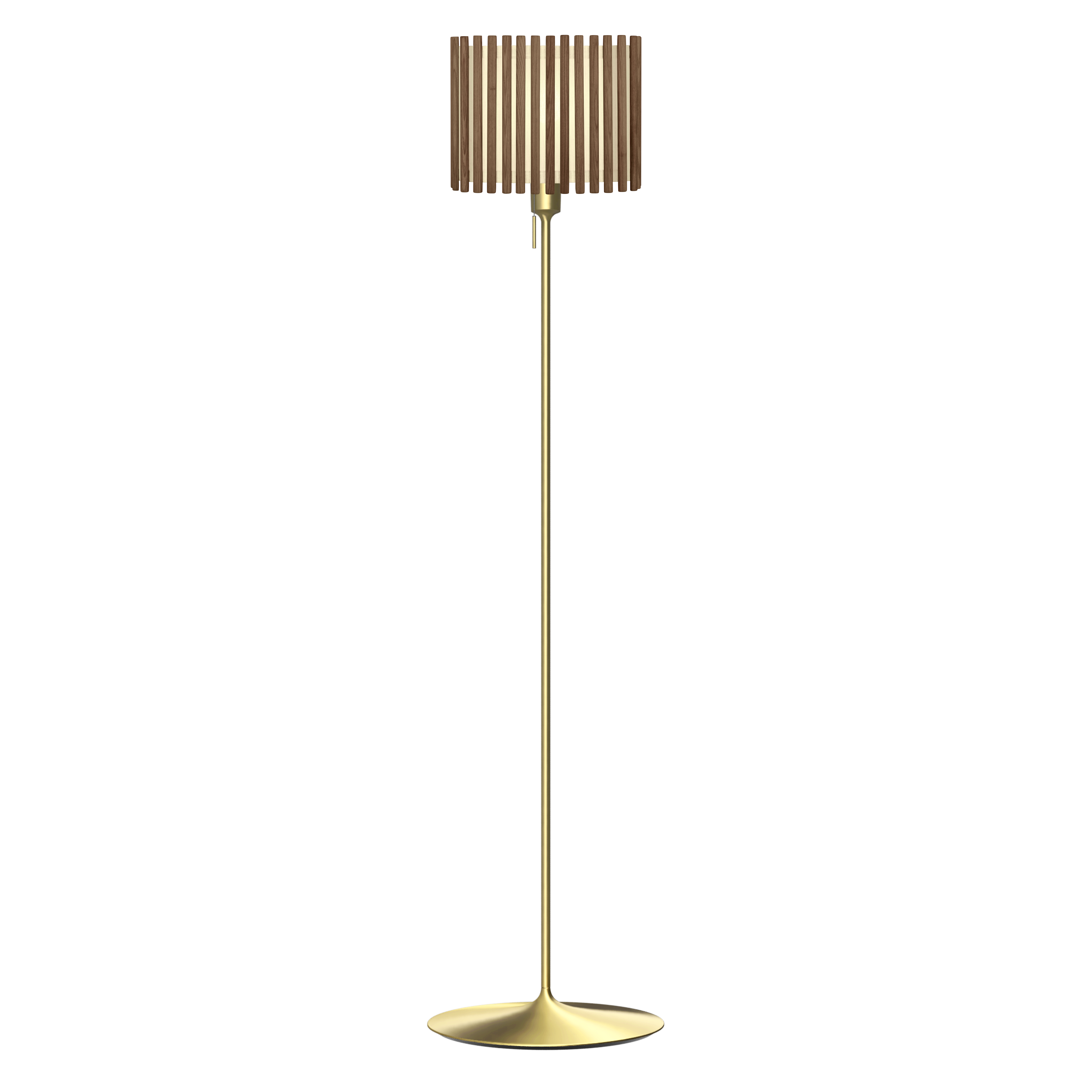 Komorebi Rectangular gulvlampe, mørk egetræ og børstet messing look • UMAGE