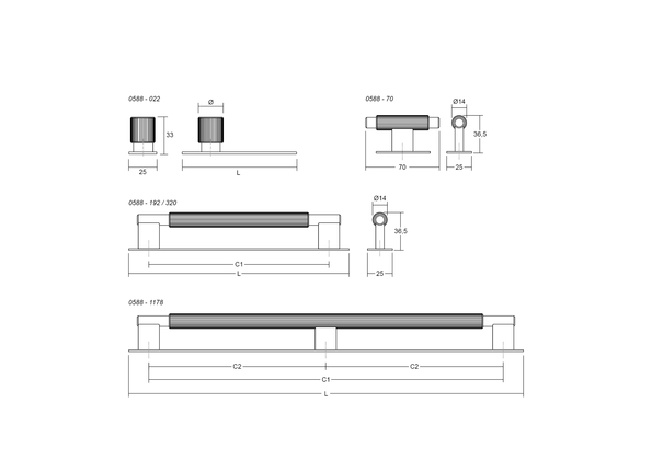ARPA møbelknop T-bar med bagplade, rustfritt stål look • Viefe