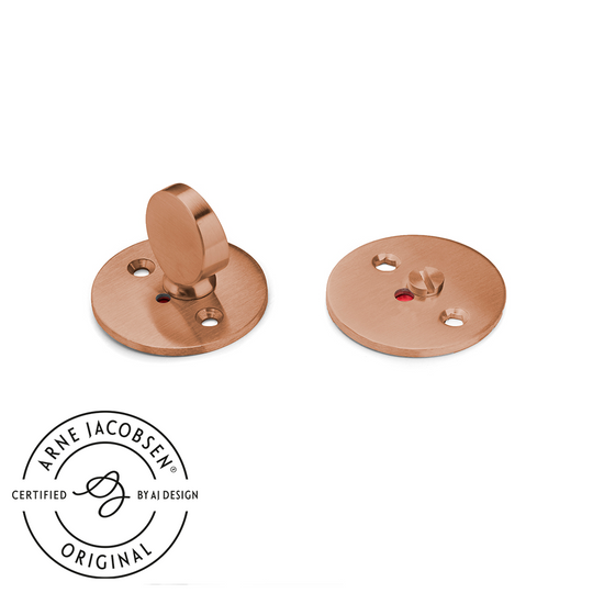 Arne Jacobsen toiletbesætning med rød/hvid markering, børstet kobber • d line