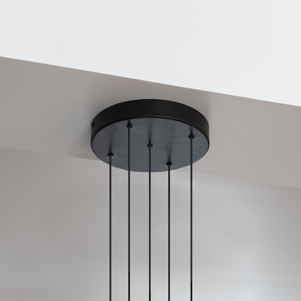 Rosette Mini Cluster 5, loftroset med ledning og fatning 5 x G4, sort • UMAGE