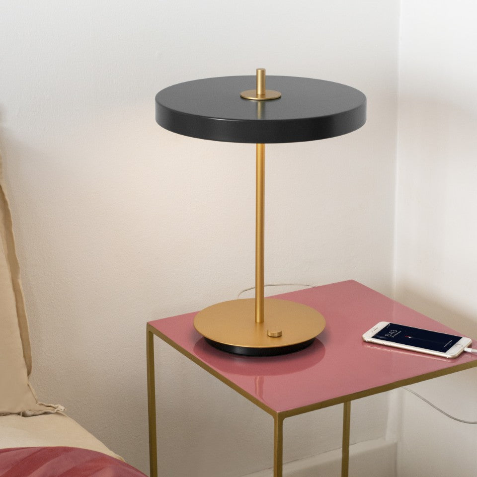 Asteria Table bordlampe, grå og messing • UMAGE