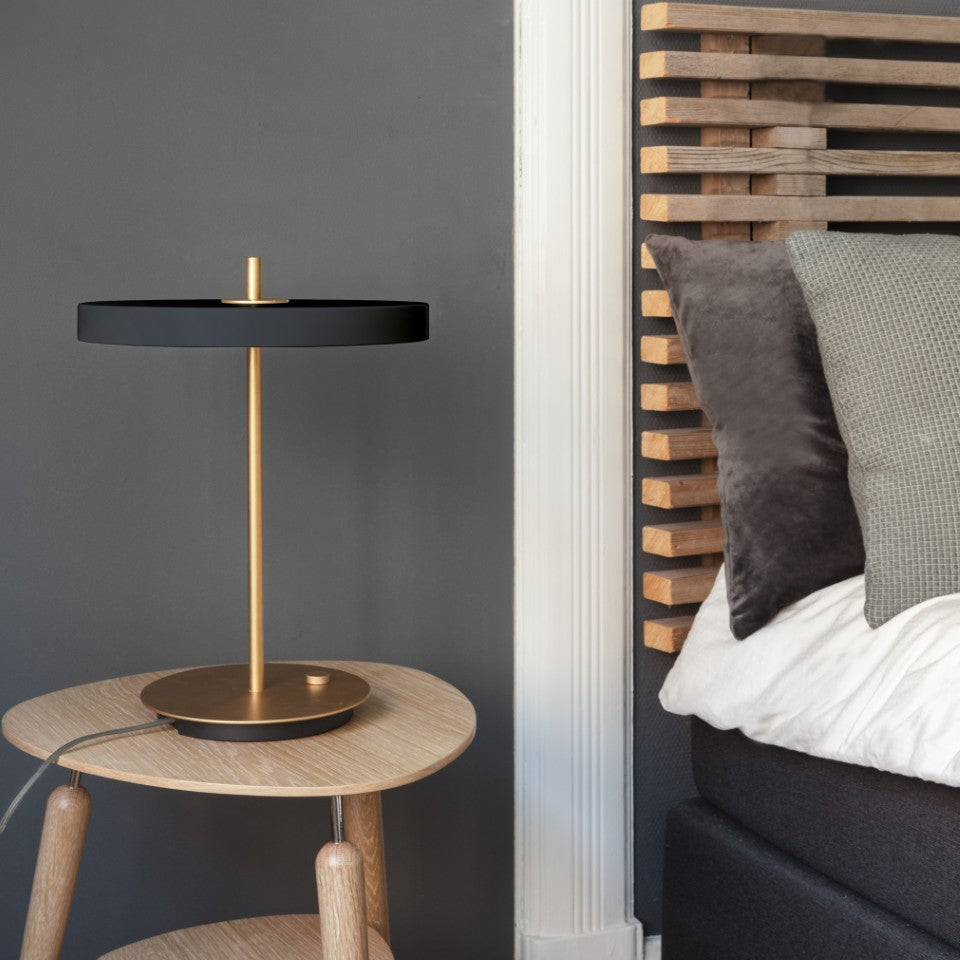 Asteria Table bordlampe, grå og messing • UMAGE