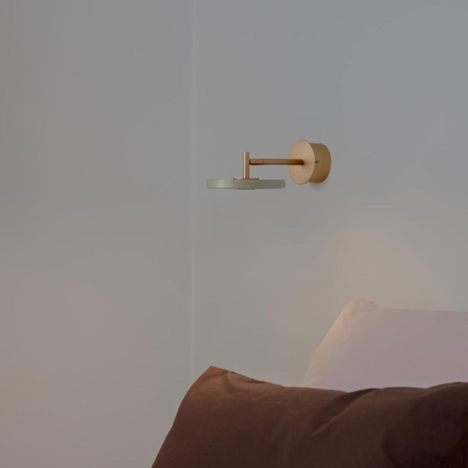 Asteria Wall væglampe (med hardwire add on), oliven og messing • UMAGE