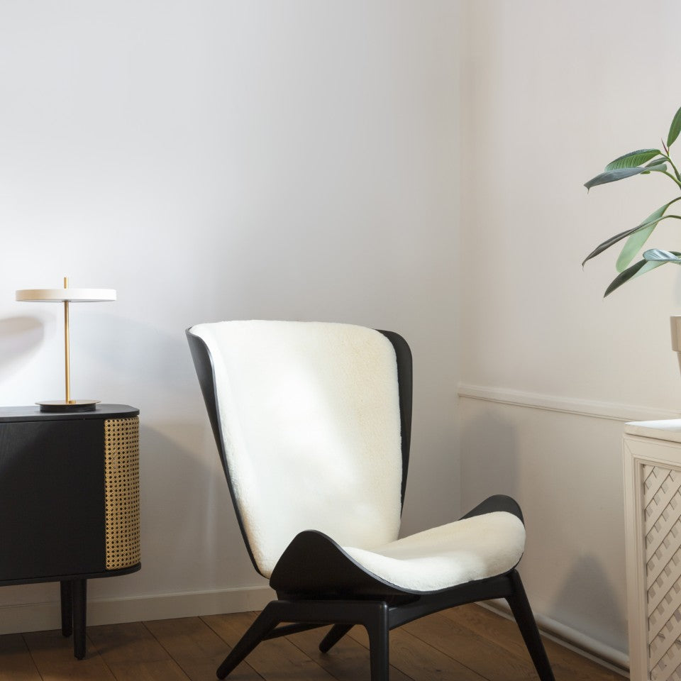 Asteria Table bordlampe, hvid og messing • UMAGE