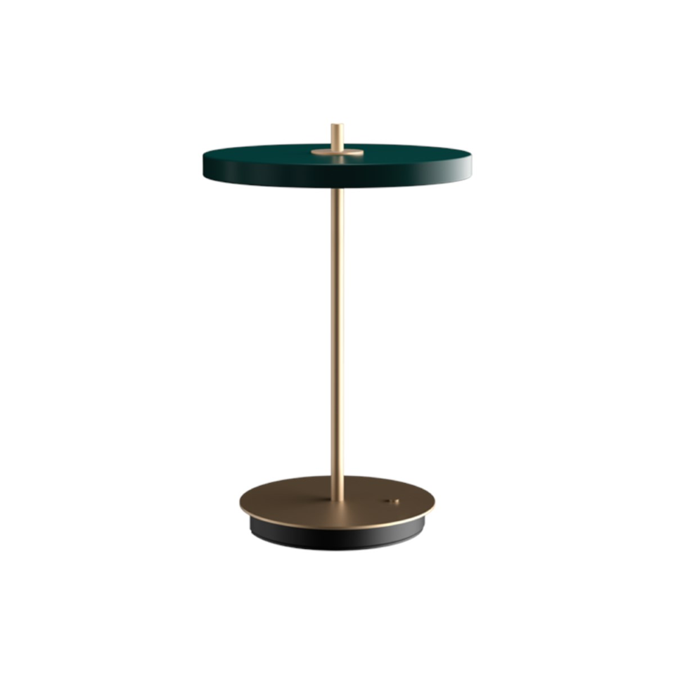 Asteria Move portable bordlampe, grøn og messing • UMAGE