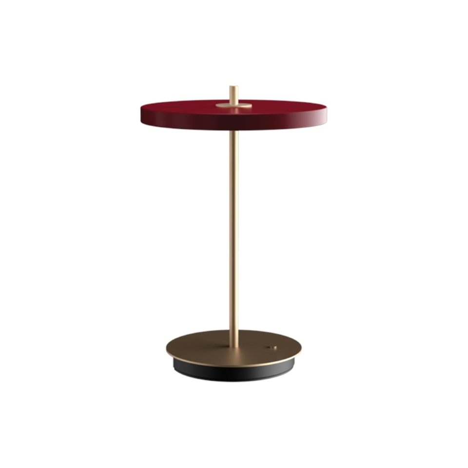 Asteria Move portable bordlampe, rød og messing • UMAGE