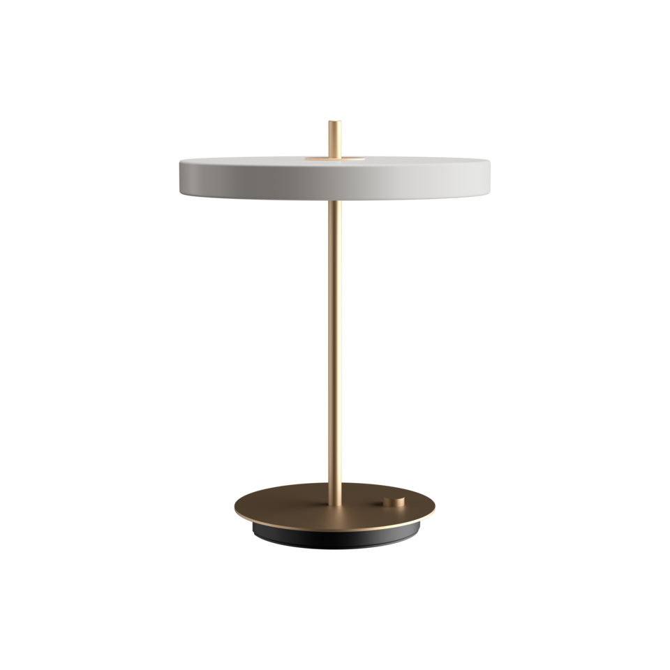 Asteria Table bordlampe, lysegrå (mist) og messing • UMAGE