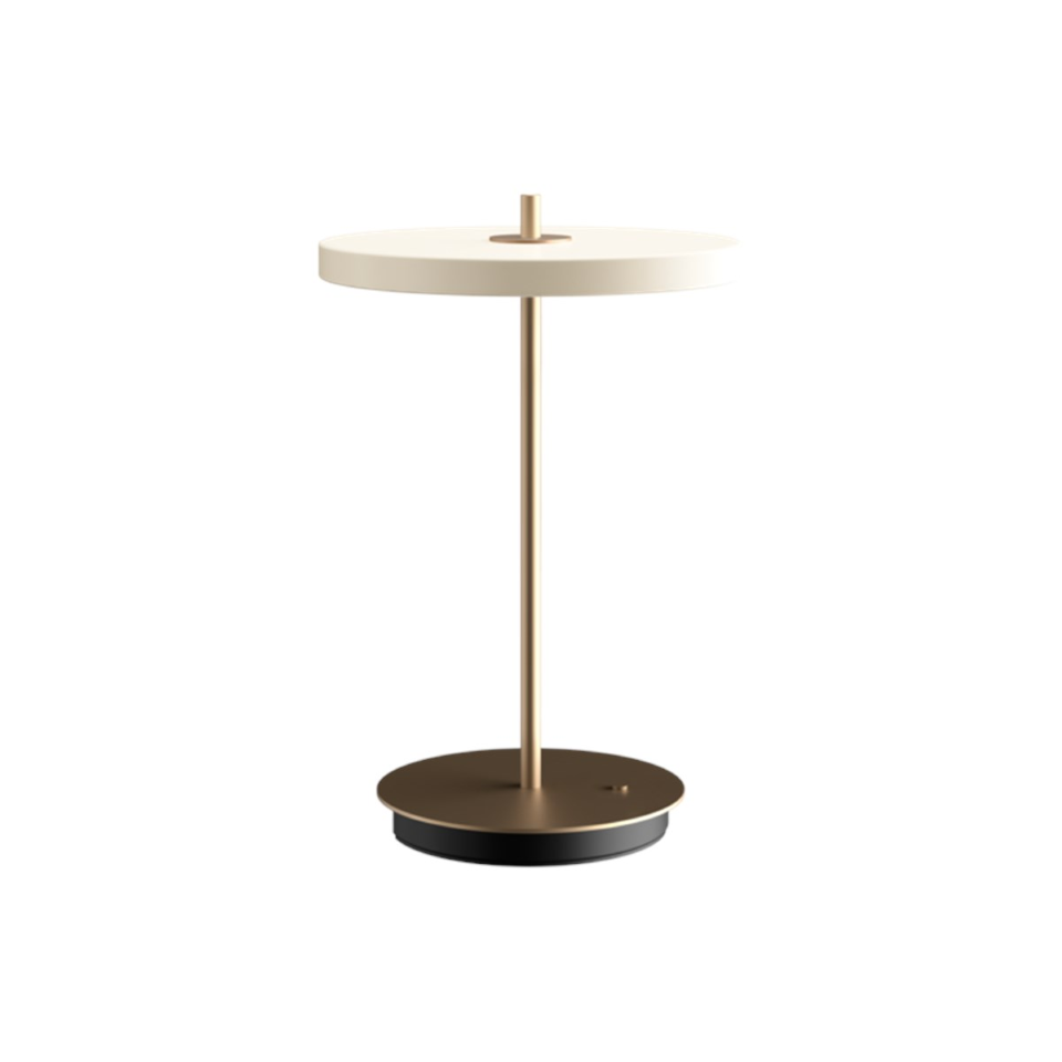 Asteria Move portable bordlampe, hvid og messing • UMAGE