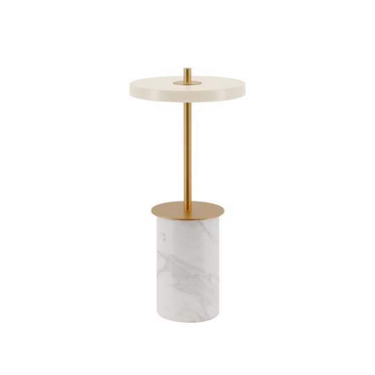 Asteria Move Mini, portable bordlampe, hvid marmor • UMAGE