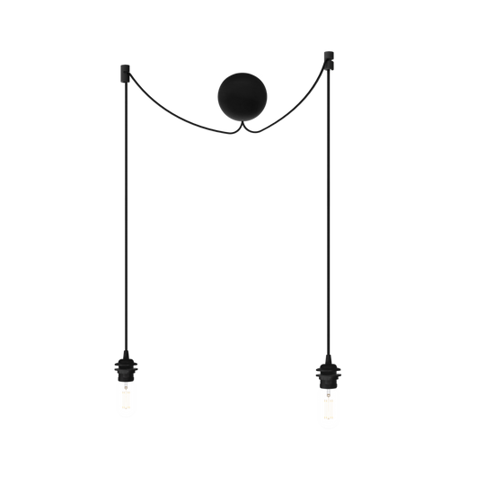 Canonball Cluster 2, baldakin med 2 x ledning og fatning E27, sort • UMAGE