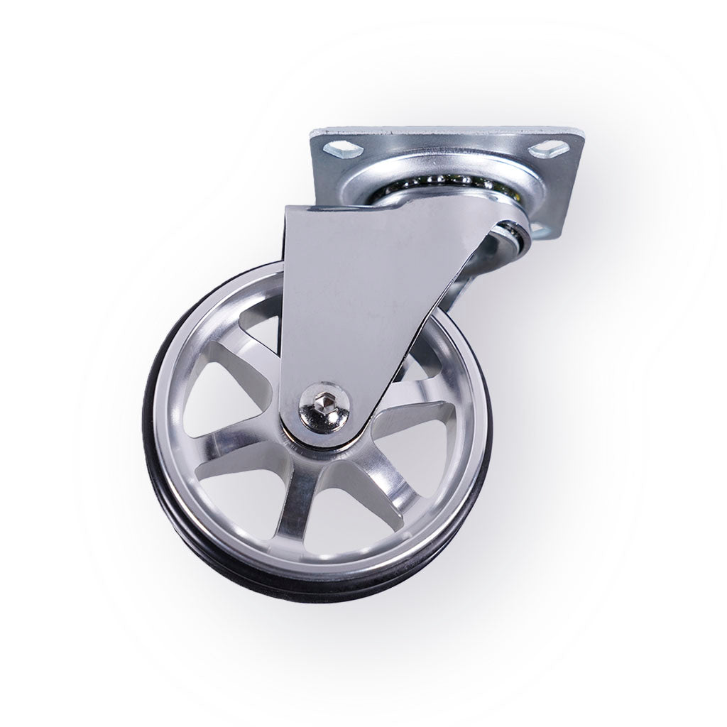 Møbelhjul: Berlin - eksklusivt møbelhjul i blank aluminium Ø75 mm. uden bremse