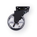 Møbelhjul: Berlin - eksklusivt møbelhjul i blank aluminium og sort i Ø75 mm. uden bremse