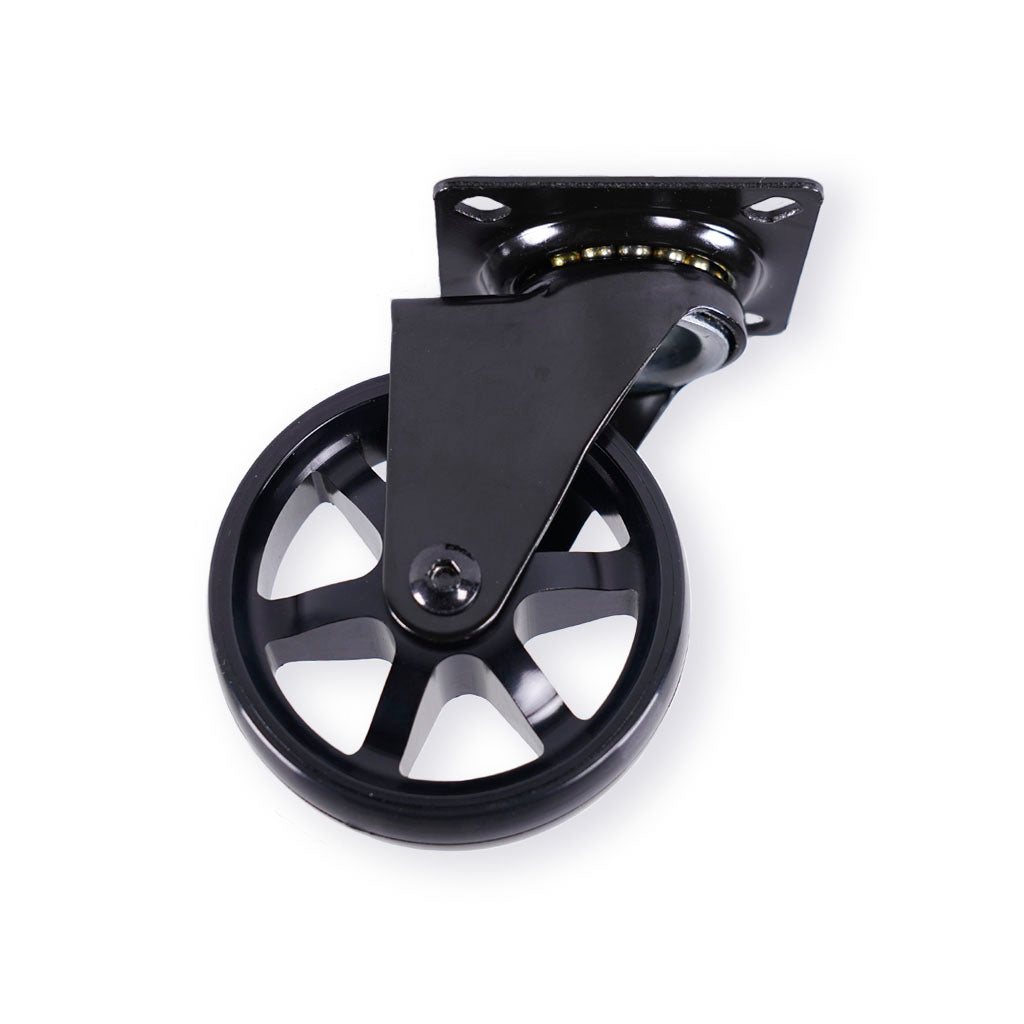 Møbelhjul: Berlin - eksklusivt møbelhjul i sort eloxeret aluminium Ø75 mm. uden bremse