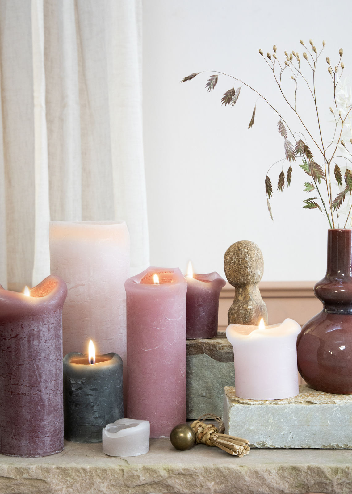 Rustic candle bloklys, diameter 10 cm - WHITE • Cozy living