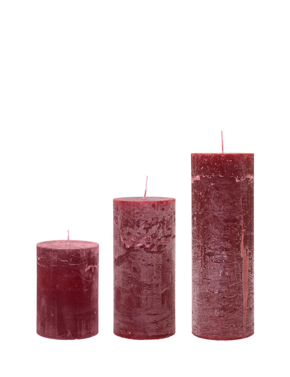 Rustic candle bloklys, diameter 7 cm - WINTER RED • Cozy living