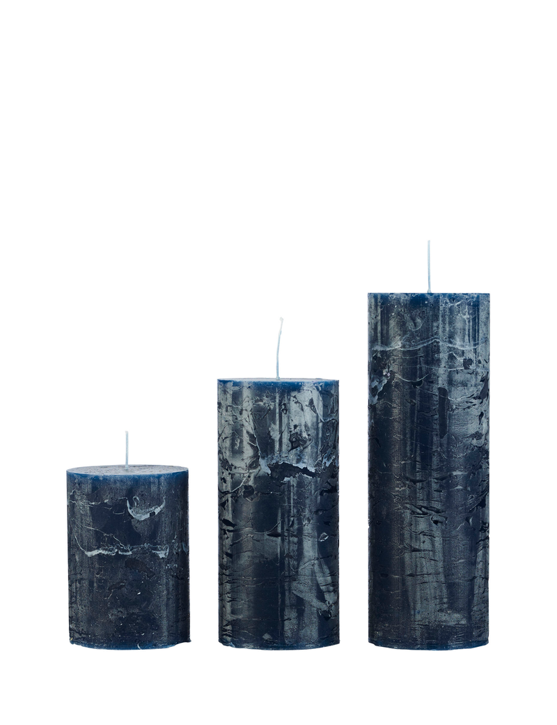 Rustic candle bloklys, diameter 7 cm - BLEU • Cozy living