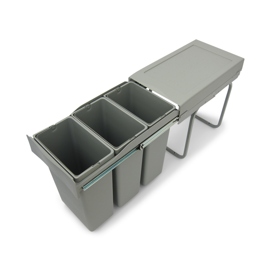 Copenhagen 3-30 • Affaldssystem i stål og plast på 3 x 10 liter med fuldudtræk