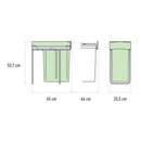 Affaldssystem: Helsinki 1-40 • Vasketøjskurv i stål og hvid plast på 1 x 40 liter med fuldudtræk