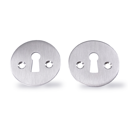 Nøgleskilte - gammeldags i børstet rustfrit stål til bl.a. AJ dørgreb