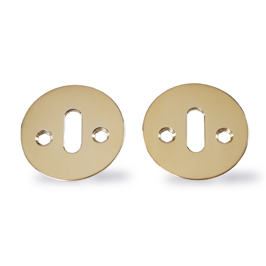 Nøgleskilte - moderne i blank messing med ovalt hul til bl.a. AJ dørgreb