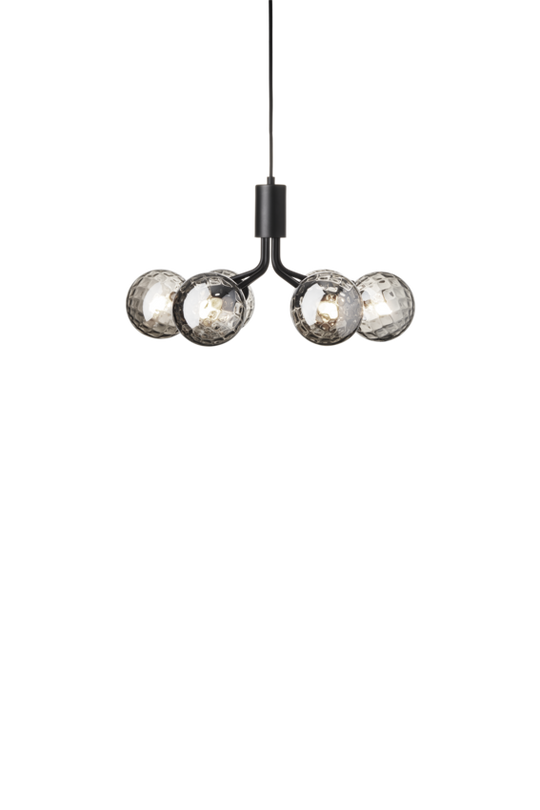 Apiales 6 lysekrone, satin black / optic smoked • NUURA