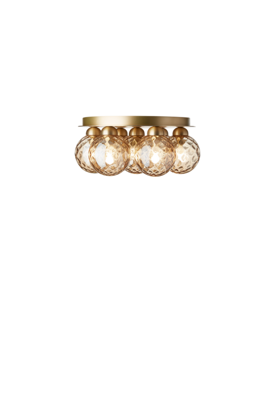 Apiales 7 Plafond lysekrone, brushed brass / optic gold • NUURA