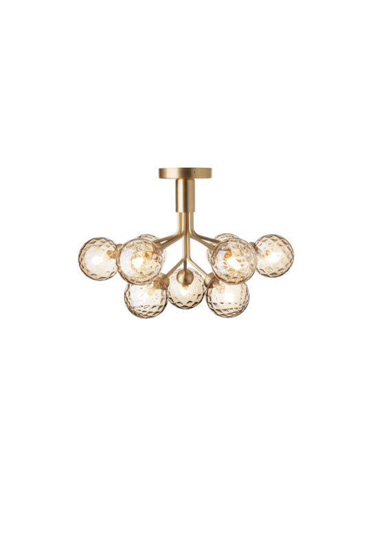 Apiales 9 Ceiling lysekrone, brushed brass / optic gold • NUURA