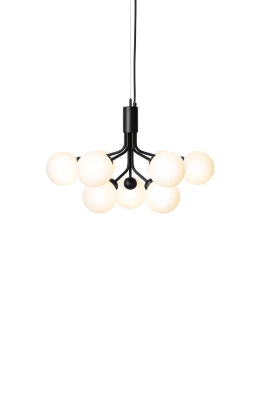 Apiales 9 lysekrone, satin black / opal • NUURA