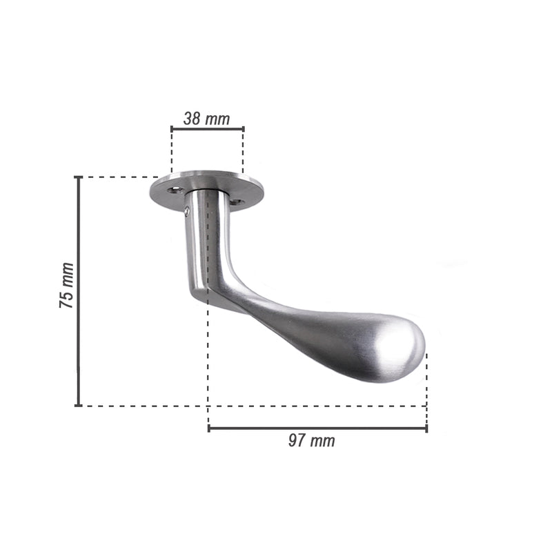 Arne Jacobsen dørhåndtag - AJ97 dørgreb i børstet rustfri stål 97 mm, lille model