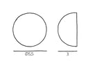 Her ses produkt tegningen af knopperne, som måler 5,5 cm i diameter og 3 cm i dybden.