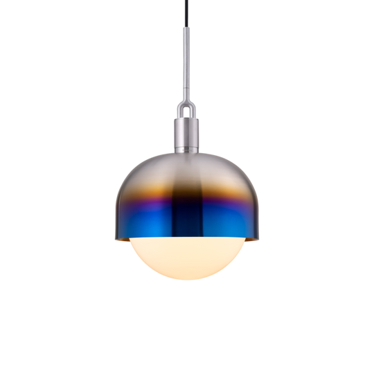 Forked Pendant Shade Globe Large pendel, opal og brændt stål • Buster + Punch