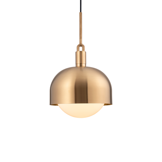 Forked Pendant Shade Globe Large pendel, opal og messing • Buster + Punch