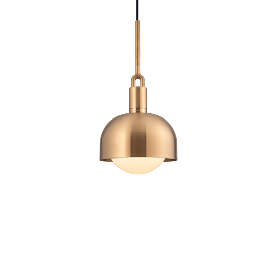 Forked Pendant Shade Globe Medium pendel, opal og messing • Buster + Punch