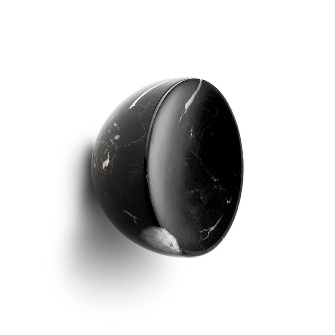 Rund konisk møbelknop i massiv sort marmor