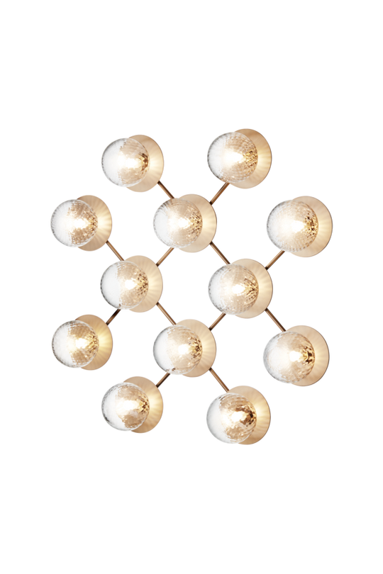 Liila 12 væg- og loftlampe, nordic gold / optic clear • NUURA