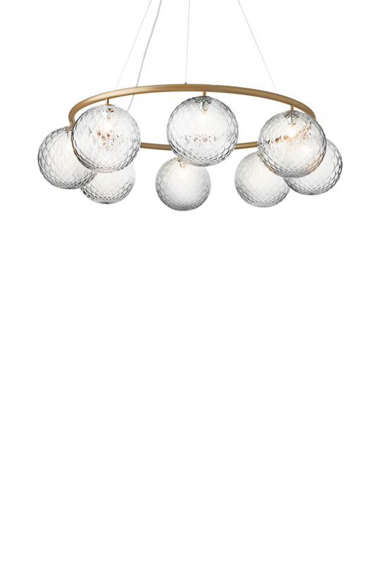 Miira 8 Circular lysekrone, brass / optic clear • NUURA