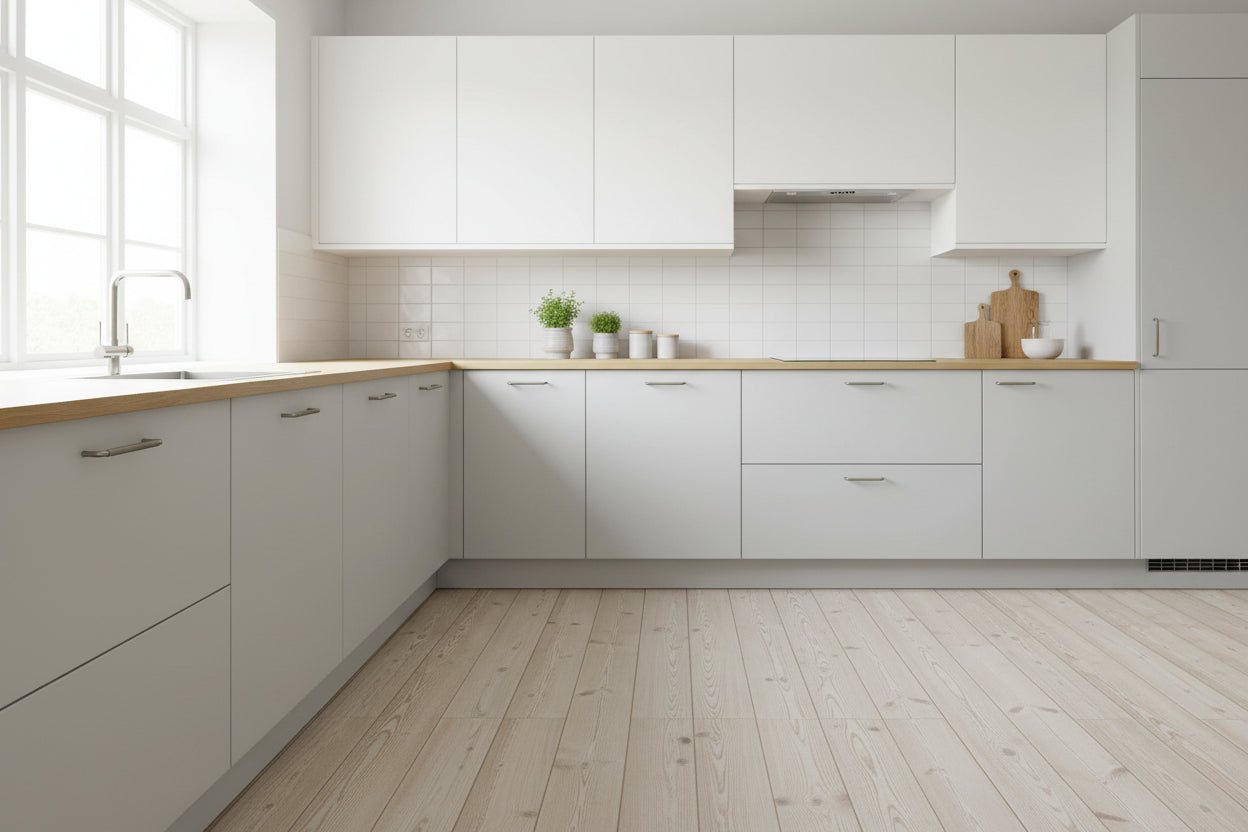 Køkken/bøjlegreb i massiv messing i rustfristål look med en riflet diamond cut overflade