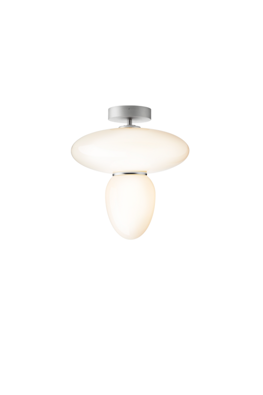 Rizzatto 42 loftlampe, satin silver / opal • NUURA