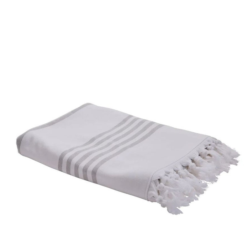 Badehåndklæde - hvid/grå • Bahne