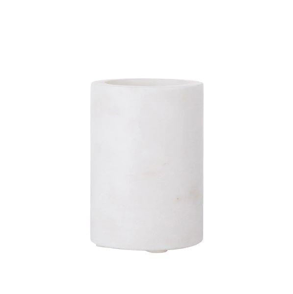 Tandbørstekrus, cylinder - hvid marmor • Bahne